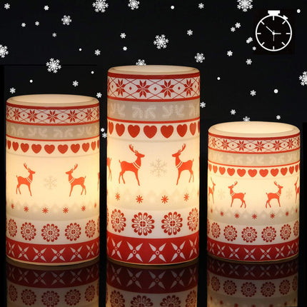 3PCS Flameless LED Pillar Candles – Battery Operated with Timer & Warm Light