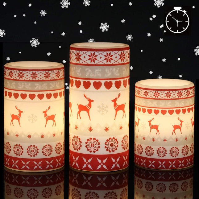 3PCS Flameless LED Pillar Candles – Battery Operated with Timer & Warm Light