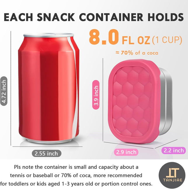 8oz Stainless Steel Snack Containers – Leakproof with Silicone Lids, Kids