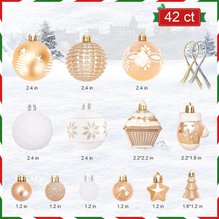 42 Pcs Shatterproof Christmas Ball Ornaments for Tree and Holiday Decor