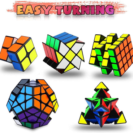 5 Pack Speed Cube Set 2x2 4x4 Pyraminx Megaminx Magic Puzzle Cubes