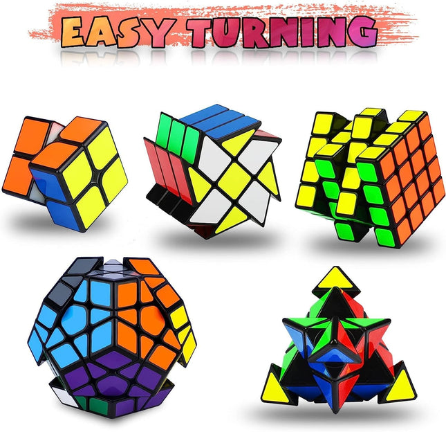 5 Pack Speed Cube Set 2x2 4x4 Pyraminx Megaminx Magic Puzzle Cubes