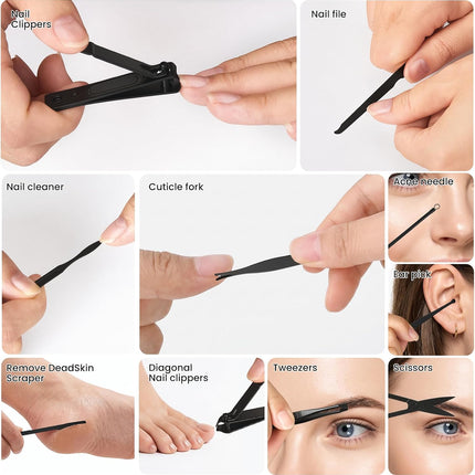 10-Pc Stainless Steel Nail Clipper Set, Professional Manicure Kit with Travel Case