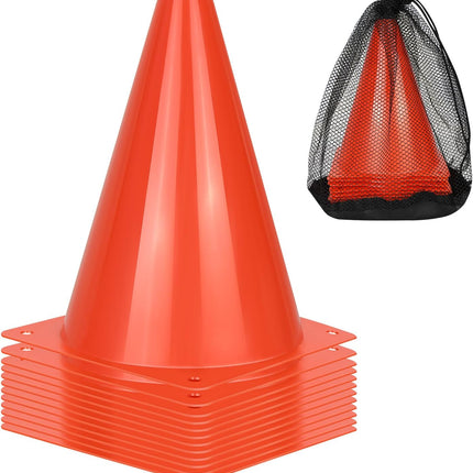 7-Inch Soccer Training Cones 12/24/50 Pack PE Plastic Sports Markers with Carry Bag