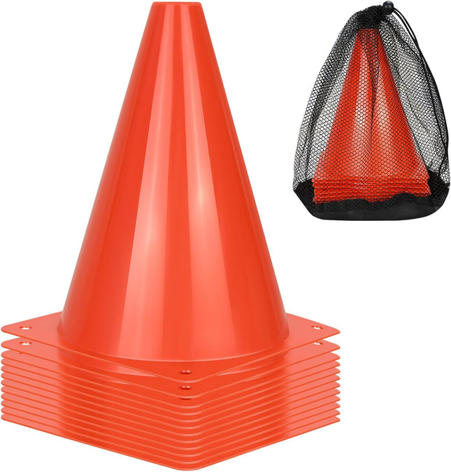 7-Inch Soccer Training Cones 12/24/50 Pack PE Plastic Sports Markers with Carry Bag
