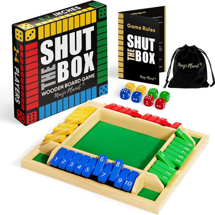 Original Shut The Box Game Wooden Math Dice Game for Kids Adults Family