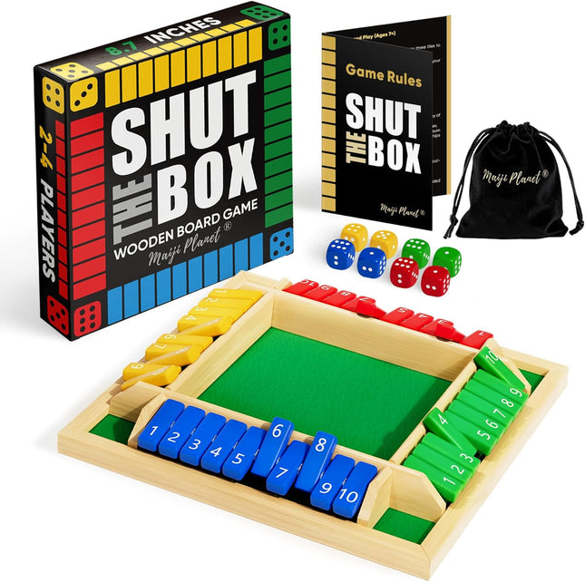 Original Shut The Box Game Wooden Math Dice Game for Kids Adults Family