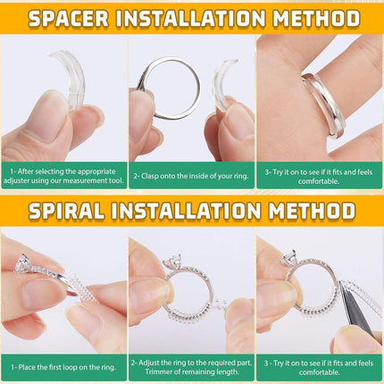 14PCS Ring Size Reducer Spacers for Women Men Loose Rings Transparent