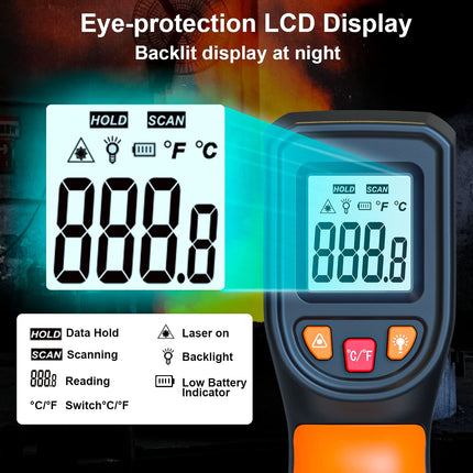 Laser Infrared Thermometer – Non-Contact Digital Temp Gun for Industrial & Cooking
