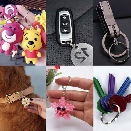 40 Pack Black Split Key Rings Assorted 4 Sizes Metal Keychain Rings Bulk