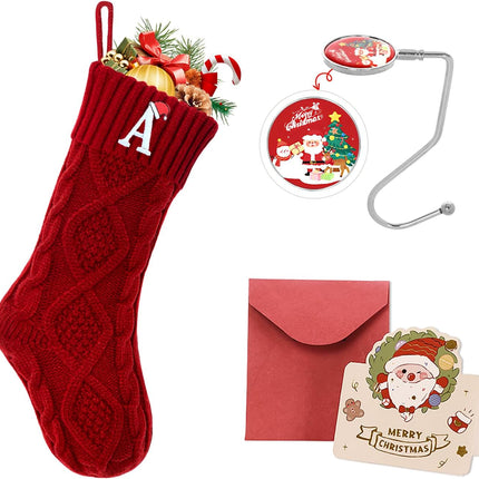 Red Monogram Christmas Stocking 18’’ – Holiday Stocking for Fireplace