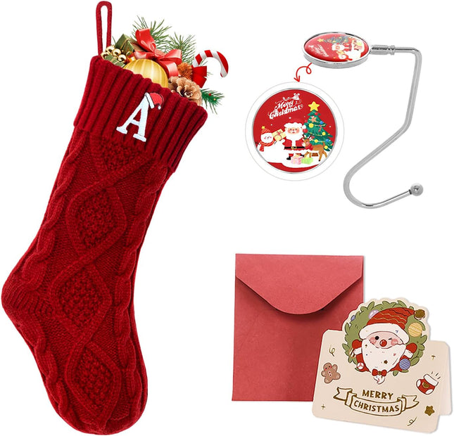 Red Monogram Christmas Stocking 18’’ – Holiday Stocking for Fireplace