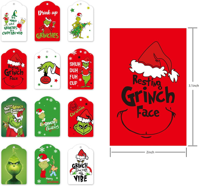 120 Christmas Gift Tags with Metallic Cord – 12 Glitter Foil Designs