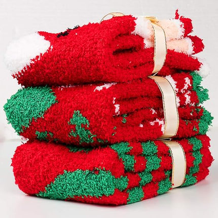 Christmas Fuzzy Socks for Women – Warm & Cozy Slipper Socks Holiday Gift