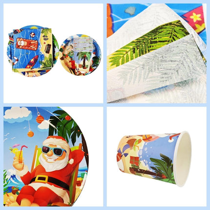 60PCS Christmas in July Tableware Set – Hawaiian Plates, Napkins & Cups for Parties