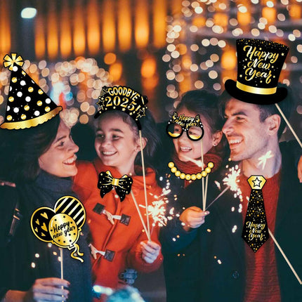 28-Piece Happy New Year 2026 Photo Booth Props – NYE Party Supplies