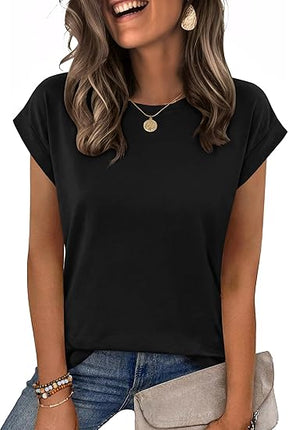 Women’s Summer Casual Cap Sleeve Tops Business Dressy Trendy Fashion Shirts