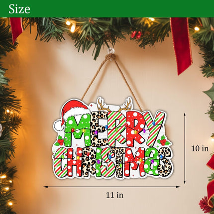 Merry Christmas Door Hanger – Winter Season Holiday Door Decoration Sign