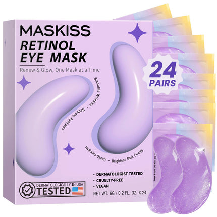 24 Pairs Retinol Under Eye Patches for Dark Circles Puffiness & Wrinkles