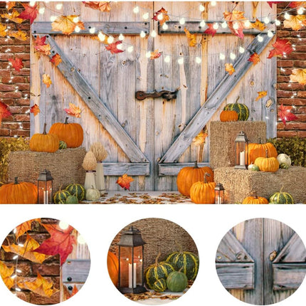 LYCGS 7x5FT Fall Backdrop – Pumpkin, Maple Leaves & Barn for Baby Shower or Thanksgiving Party