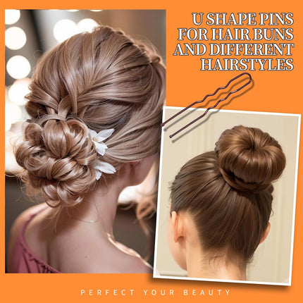 300pcs Hair Pins & Bobby Pins Set 100 Brown Pins 100 Hair Pins 100 Hair Bands