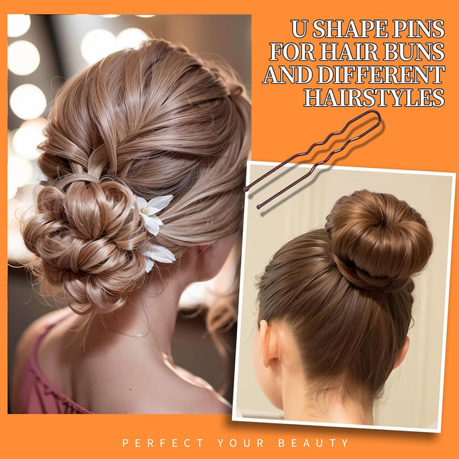 300pcs Hair Pins & Bobby Pins Set 100 Brown Pins 100 Hair Pins 100 Hair Bands