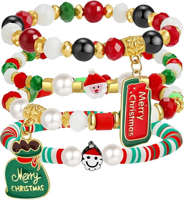 Christmas Jewelry for Women – Beaded Stretch Bracelets & Stocking Gifts