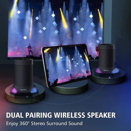 Portable Bluetooth Speaker, Wireless Stereo, 360° HD Sound, IP65 Waterproof