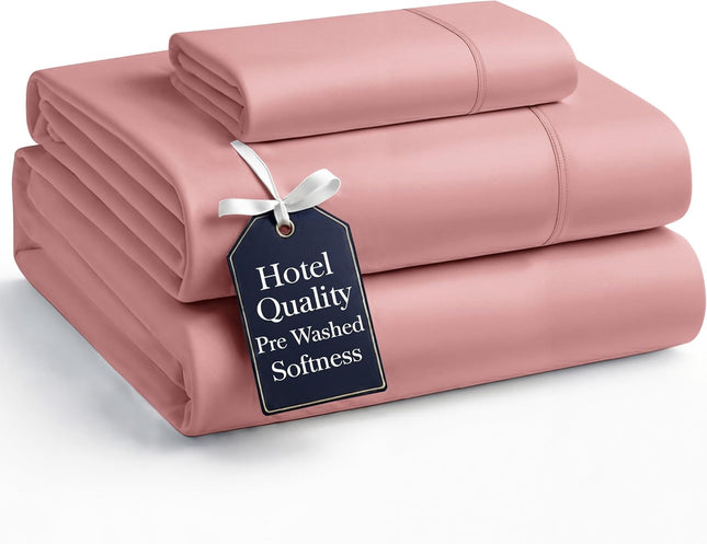 Ultra Soft Brushed Microfiber Twin Bed Sheet Set, Breathable Deep Pocket Rose Dawn
