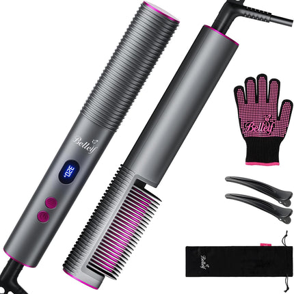 Portable Hair Straightener Comb 30S Fast Heat Dual Voltage Travel Tool