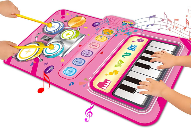 2-in-1 Piano Mat for Toddlers – Montessori Educational Musical Toy for 1-3 Year Olds