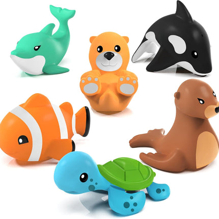 Marine Mold Free Bath Toys 6 Pack Sealed No Hole Baby Toddler Squeeze Pool Toys