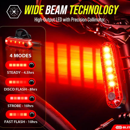 2-Pack USB-C Rechargeable Bike Tail Lights, 4 Modes, Waterproof LED Rear Lights