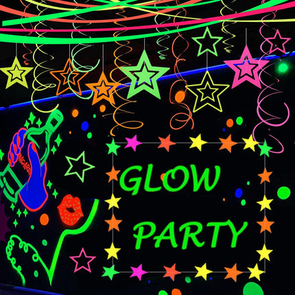 540ft UV Neon Garland – Glow in the Dark Streamers for Birthday & Wedding