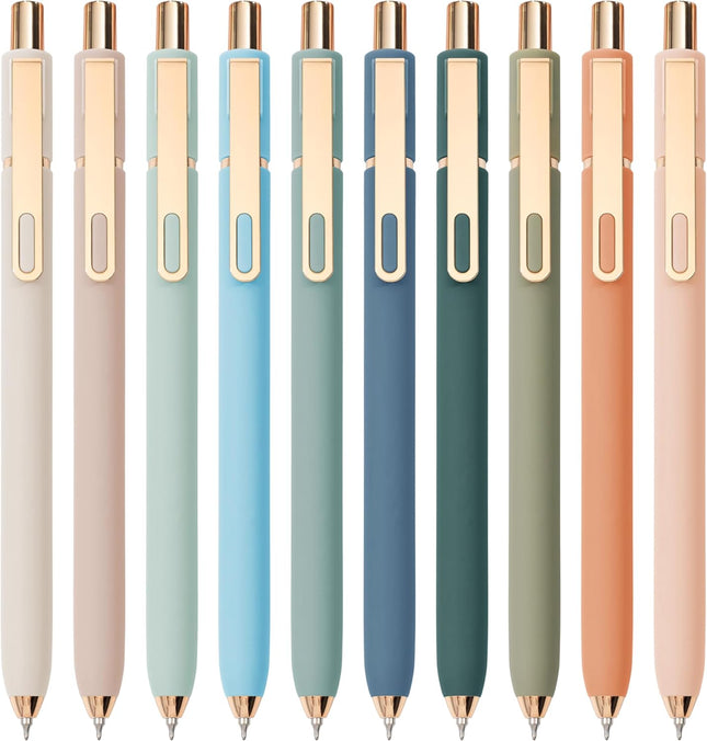 10PCS Gel Pens Black Ink – 0.5mm Fine Point Retractable Smooth Writing Pens