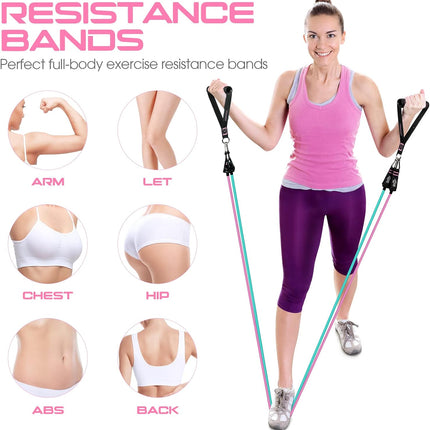 150LBS Resistance Bands Set – Workout Bands with Handles & Ankle Straps for Exercise