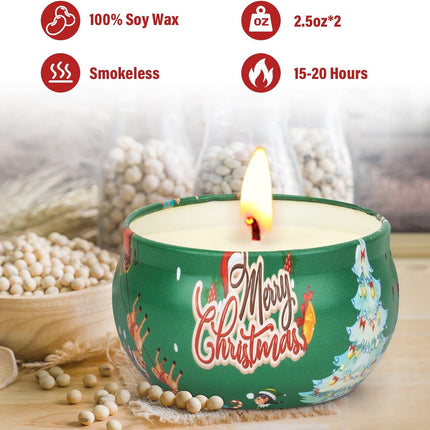2PCS Christmas Scented Candles – 2.5oz Aromatherapy Gift Set for Women