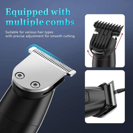 6-in-1 Manscape Body & Beard Trimmer for Men, Waterproof Rechargeable Grooming Kit, Type-C Dock