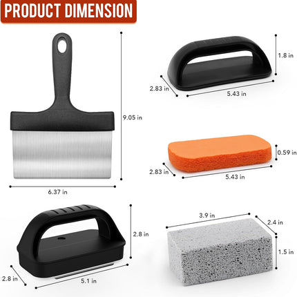 Griddle Cleaning Kit for Blackstone – Remove Stains with Brush & Scraper