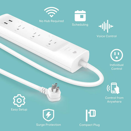 Smart Surge Protector Power Strip – KP303, Alexa & Google Home Ready