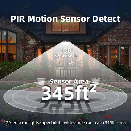 6 Pack Solar Outdoor Wall Lights 120 LED Motion Sensor IP65 Waterproof Daylight White