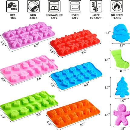 6-Pack Christmas Silicone Molds – Santa, Tree, Snowman & Gingerbread Shapes