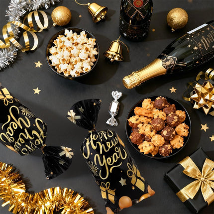 100-Piece Black & Gold Candy & Snack Bags – Twist Tie Goodie Bags