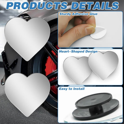 2Pcs Heart Shaped Blind Spot Mirrors – Adjustable, Wide Angle Convex, Universal Fit