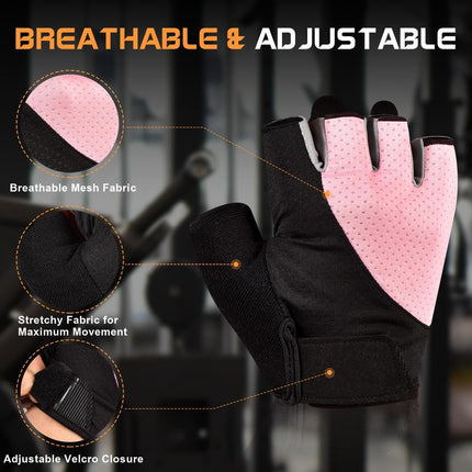 Workout Gloves for Women with Non-Slip Silicone Padding for Gym Training