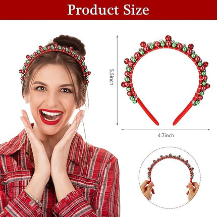 2-Pack Christmas Headbands – Red, Green & Silver Holiday Bells for Women