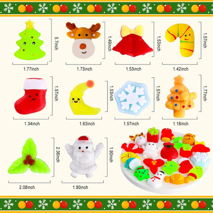 42 Pcs Christmas Mochi Squishies, Kids Fidget Toys & Stocking Stuffers