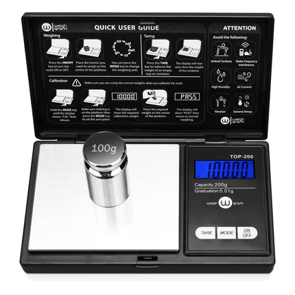 200g Digital Pocket Scale, 0.01g Accuracy with 100g Calibration Weight