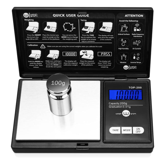 200g Digital Pocket Scale, 0.01g Accuracy with 100g Calibration Weight