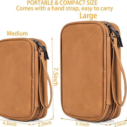 Water-Resistant Travel Cable Organizer Pouch – Electronic Accessories Carry Case (Brown)